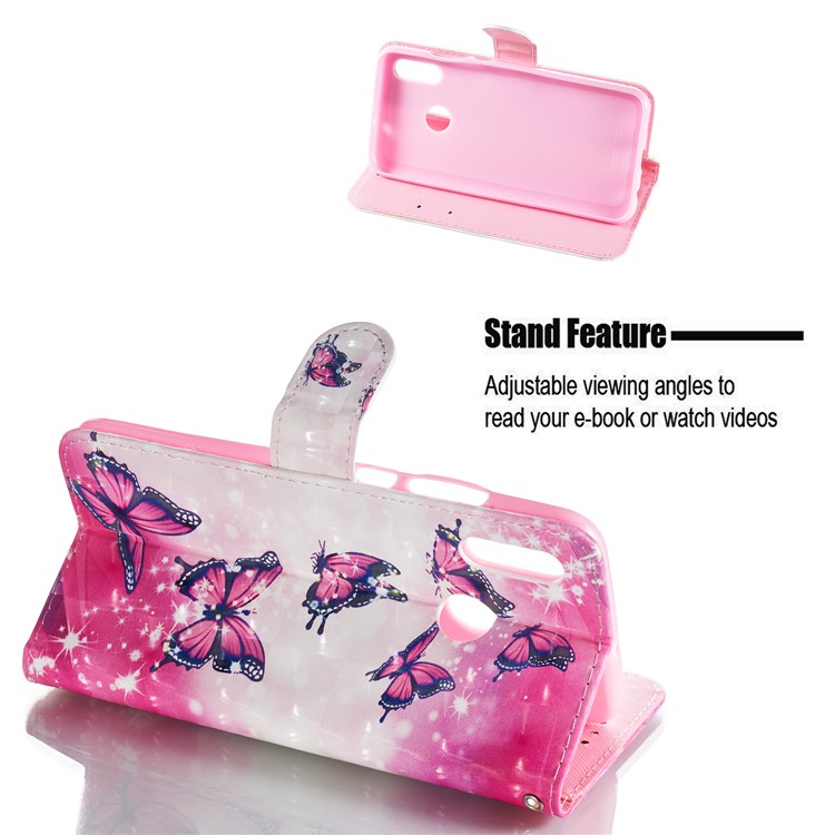 Funda De Cuero Con Estampado Patrón Para Huawei Honor 10 Lite / P Inteligente (2019) - Mariposa-2