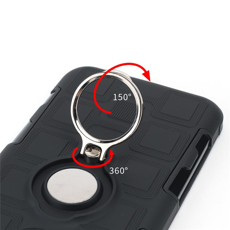 Geometric Pattern TPU PC Hybrid Case with Magnetic Car Mount Ring Holder for Huawei P30 Lite / nova 4e - Black-3