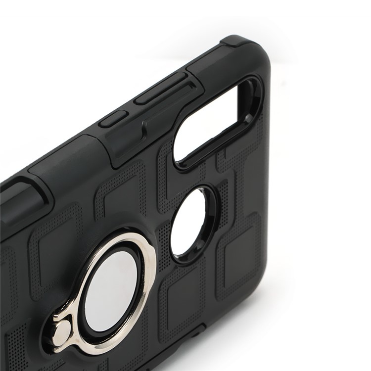 Geometric Pattern TPU PC Hybrid Case with Magnetic Car Mount Ring Holder for Huawei P30 Lite / nova 4e - Black-5