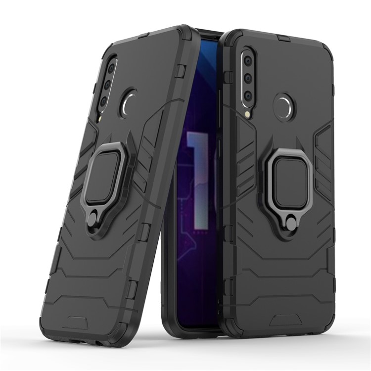 Finger Ring Kickstand PC + TPU Hybrid Phone Case for Huawei Honor 10i - Black-2