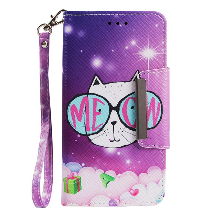 Pattern Printing Cross Texture Leather Wallet Case for Huawei P Smart Plus 2019 / Enjoy 9s / Honor 10i / nova 4 lite - Lovely Cat Wearing Glasses-2