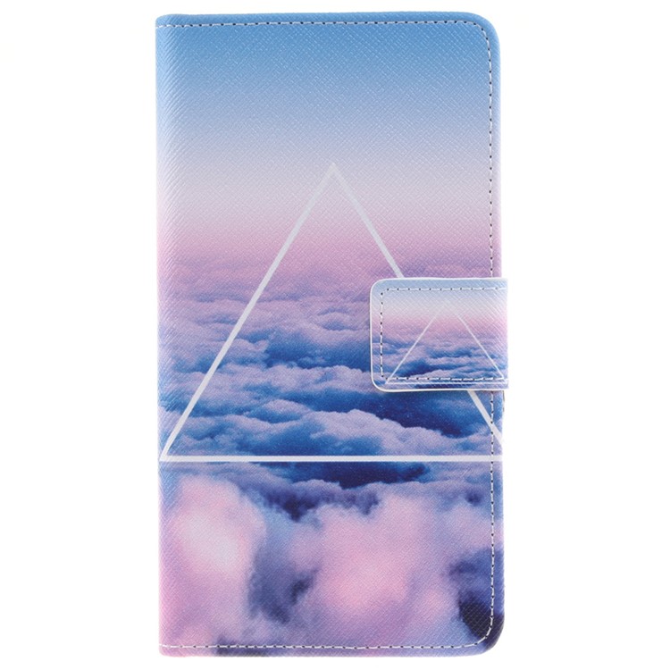 Pattern Printing Leather Wallet Phone Case for Huawei P9 Lite - Clouds and Triangle-1