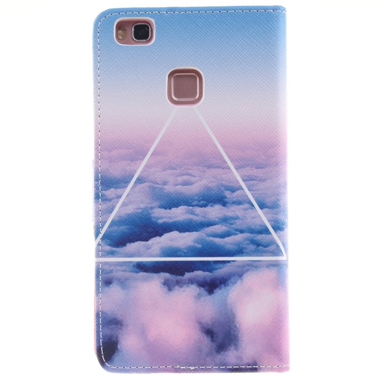 Pattern Printing Leather Wallet Phone Case for Huawei P9 Lite - Clouds and Triangle-2