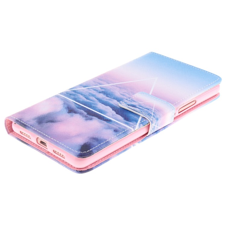 Pattern Printing Leather Wallet Phone Case for Huawei P9 Lite - Clouds and Triangle-3