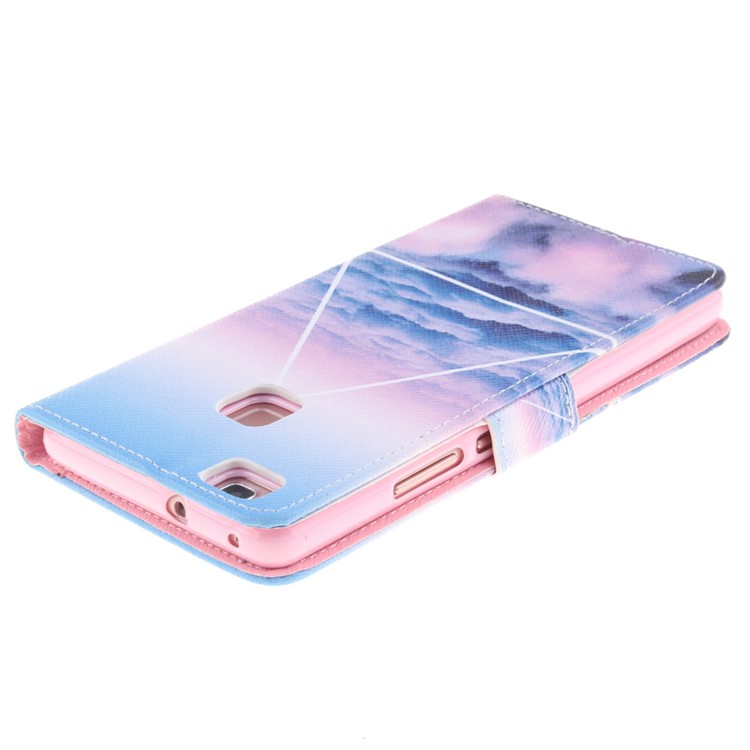Pattern Printing Leather Wallet Phone Case for Huawei P9 Lite - Clouds and Triangle-4