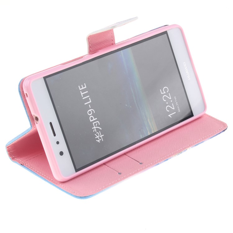 Pattern Printing Leather Wallet Phone Case for Huawei P9 Lite - Clouds and Triangle-5