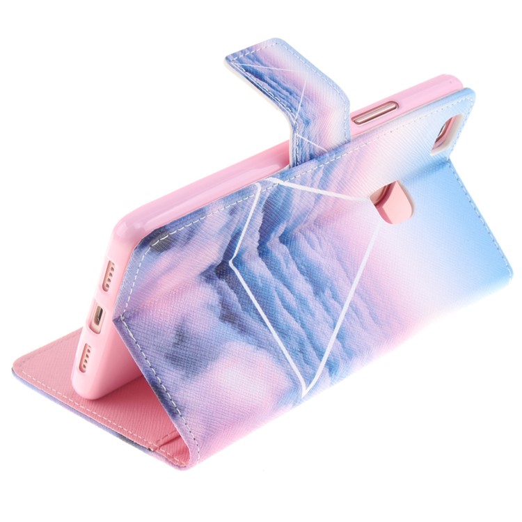 Pattern Printing Leather Wallet Phone Case for Huawei P9 Lite - Clouds and Triangle-6