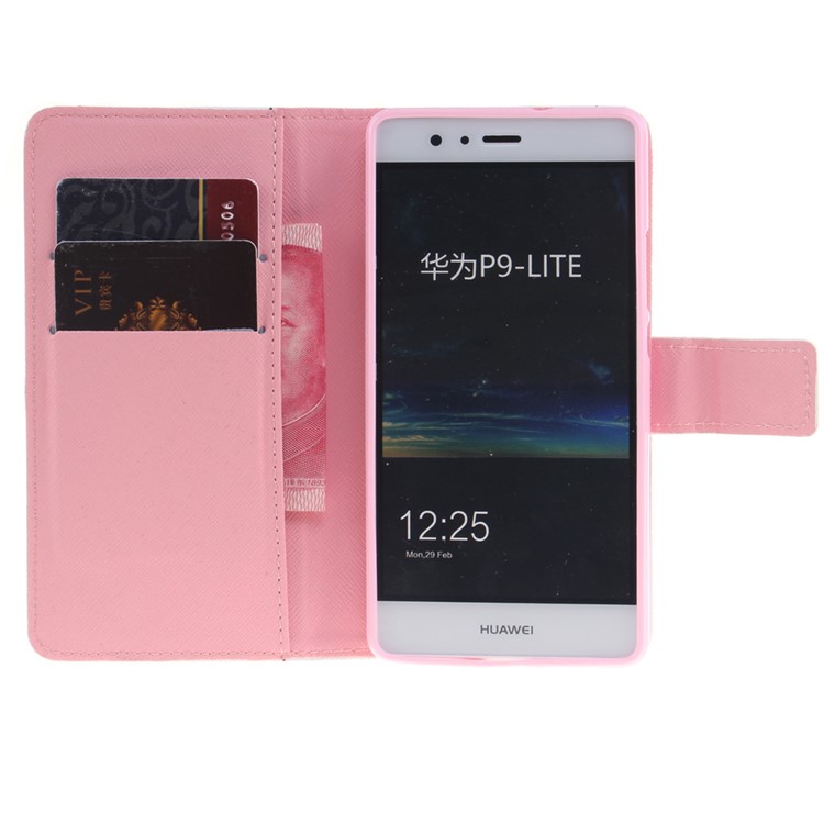 Pattern Printing Leather Wallet Phone Case for Huawei P9 Lite - Clouds and Triangle-8