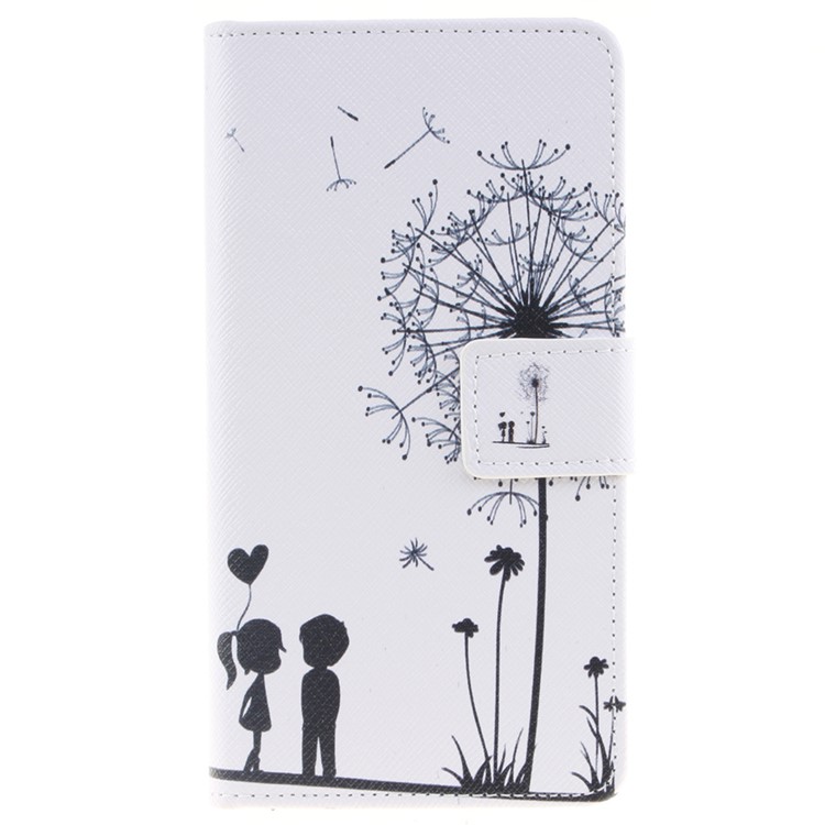Pattern Printing Leather Wallet Stand Flip Case for Huawei P9 Lite - Dandelion and Sweet Lover-1