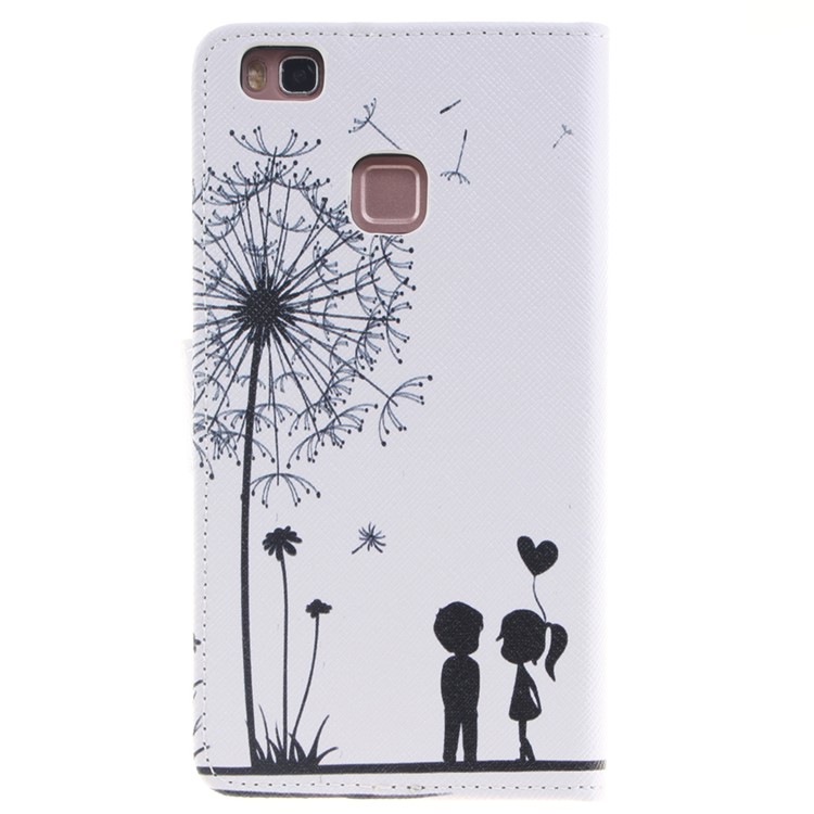 Pattern Printing Leather Wallet Stand Flip Case for Huawei P9 Lite - Dandelion and Sweet Lover-2