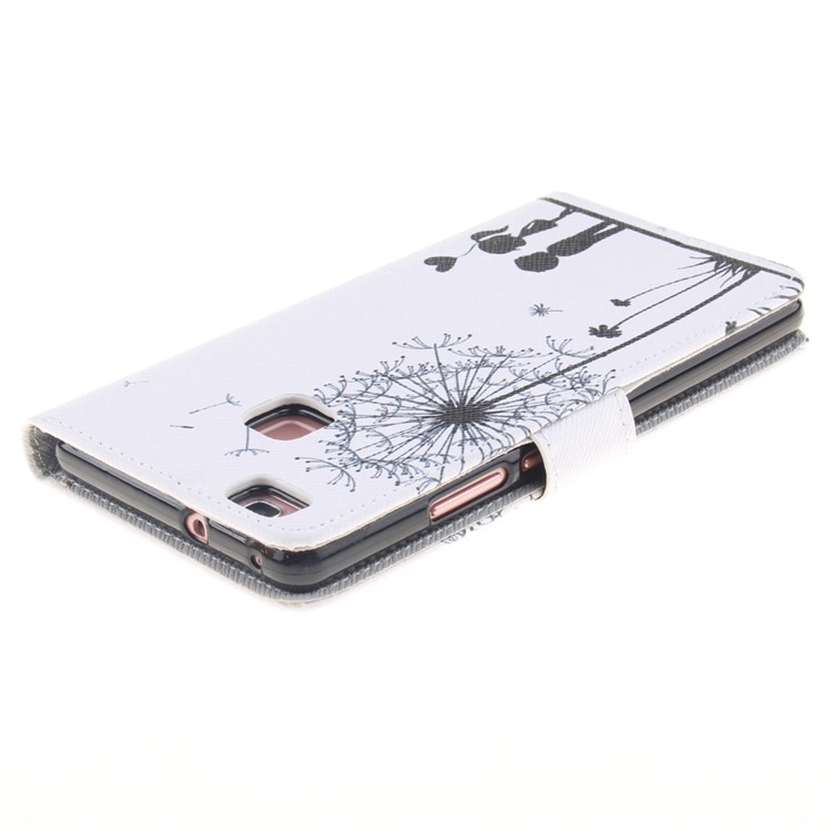 Pattern Printing Leather Wallet Stand Flip Case for Huawei P9 Lite - Dandelion and Sweet Lover-4