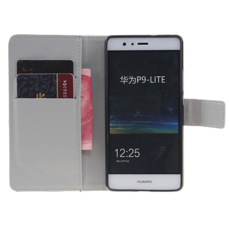 Pattern Printing Leather Wallet Stand Flip Case for Huawei P9 Lite - Dandelion and Sweet Lover-8