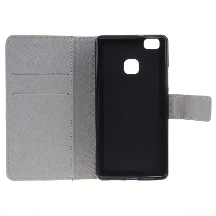 Pattern Printing Leather Wallet Stand Flip Case for Huawei P9 Lite - Dandelion and Sweet Lover-9