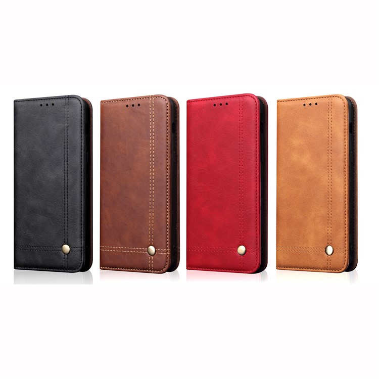 Estojo De Couro Do Vintage Do Cavalo Louco Auto-absorvido Para Huawei Y7 (2019) - Preto-7