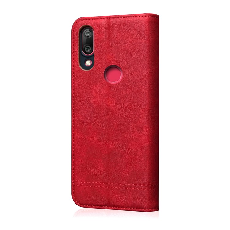 Estojo De Couro Do Vintage Do Cavalo Louco Auto-absorvido Para Huawei Y7 (2019) - Vermelho-3