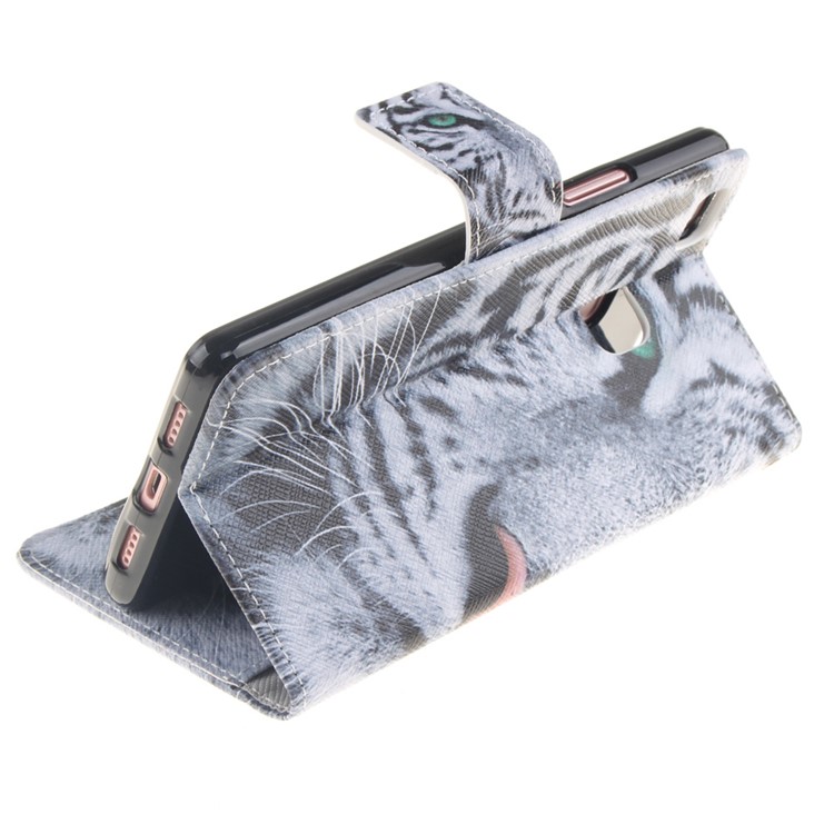 Wallet Leather Stand Case for Huawei P9 Lite - Fierce Tiger-6