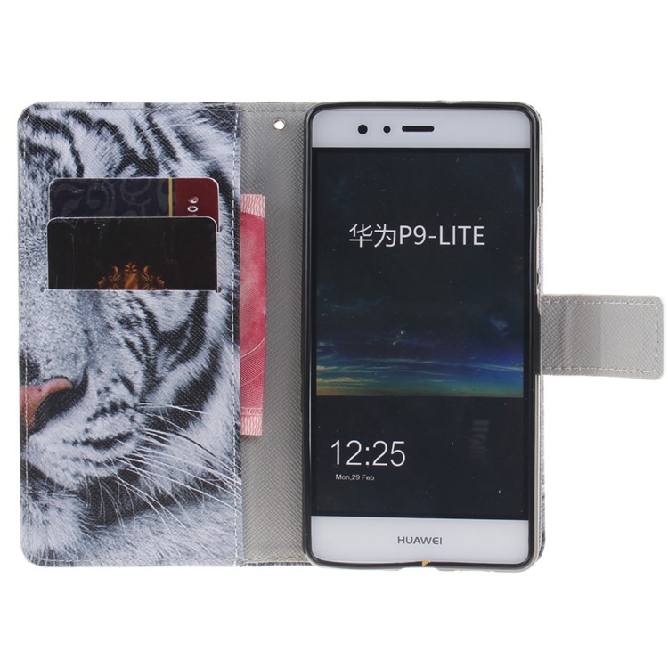 Wallet Leather Stand Case for Huawei P9 Lite - Fierce Tiger-8