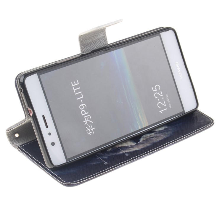 Brieftasche Leder Standfuß für Huawei P9 Lite - Löwe Struktur-5