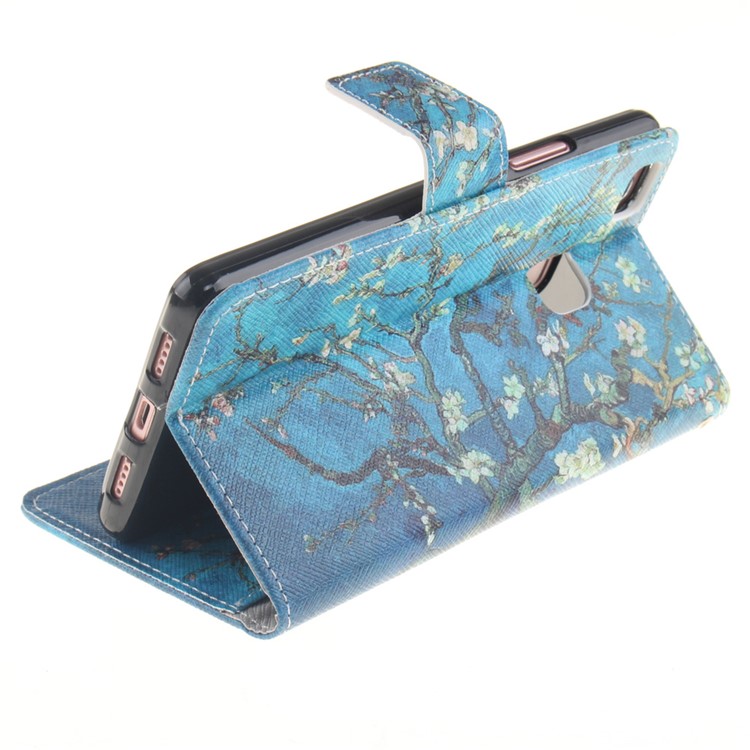 Wallet Leather Phone Case for Huawei P9 Lite - Tree with Flowers-6