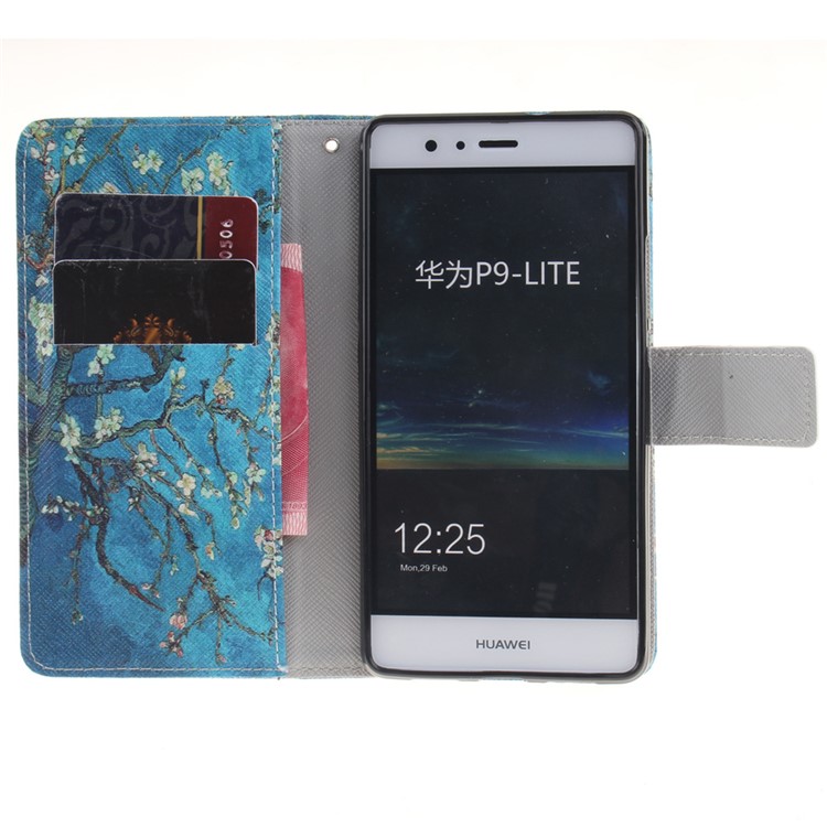 Wallet Leather Phone Case for Huawei P9 Lite - Tree with Flowers-8