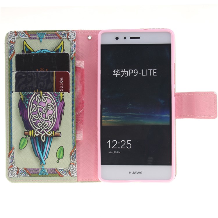 Wallet Leather Magnetic Case for Huawei P9 Lite - Adorable Owl-8