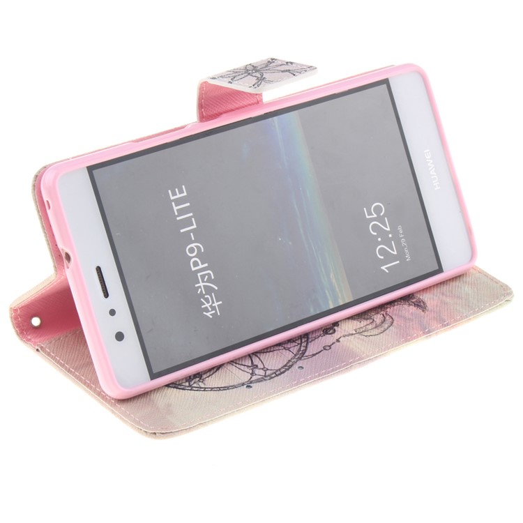 Phone Leather Stand Case for Huawei P9 Lite - Feather Dream Catcher-5