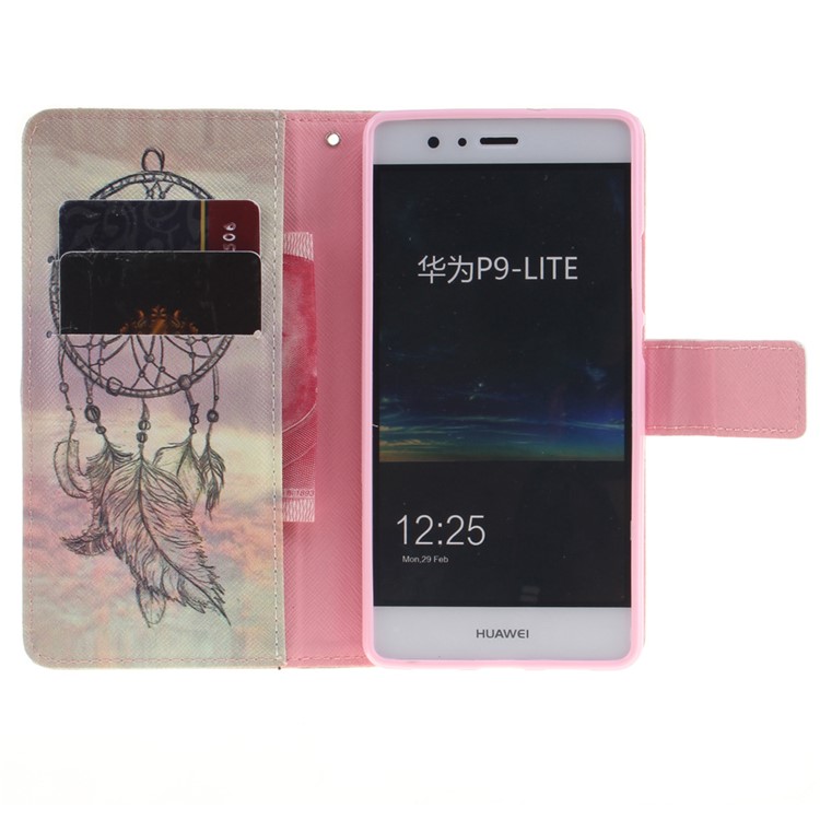 Phone Leather Stand Case for Huawei P9 Lite - Feather Dream Catcher-8