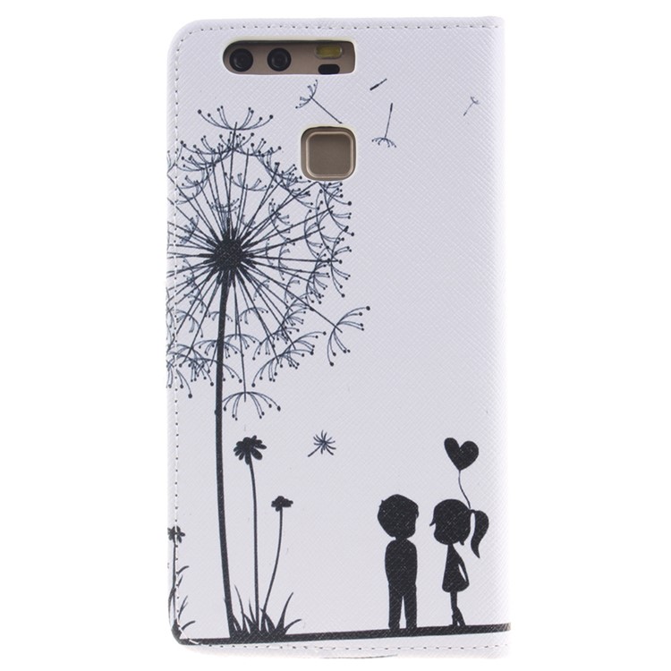 Flip Leather Wallet Stand Case for Huawei P9 - Dandelion and Lover-2