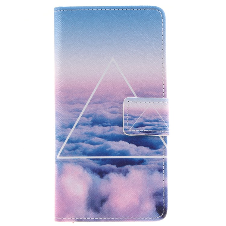 PU Leather Wallet Flip Cover for Huawei P9 - Triangle and Clouds-1