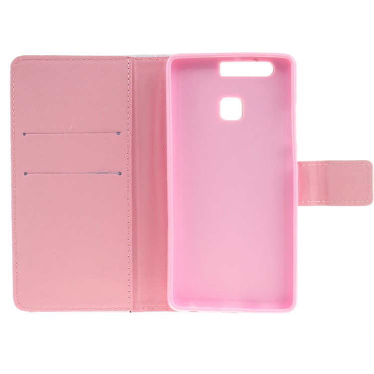 PU Leather Wallet Flip Cover for Huawei P9 - Triangle and Clouds-9