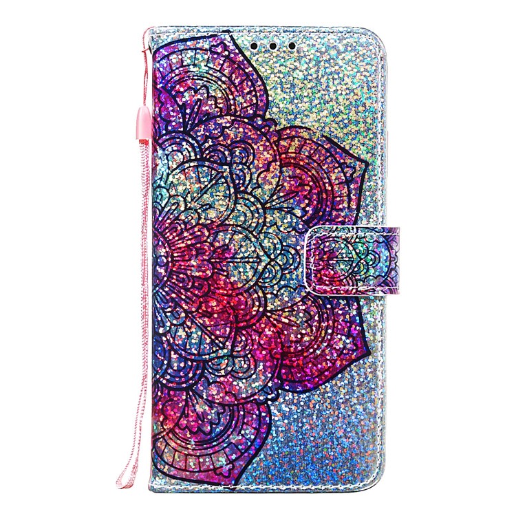 Pattern Printing Glitter Sequins Leather Wallet Case for Huawei P30 Pro - Mandala Flower-10