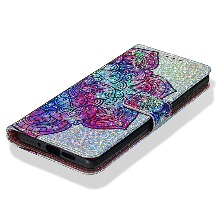 Pattern Printing Glitter Sequins Leather Wallet Case for Huawei P30 Pro - Mandala Flower-9