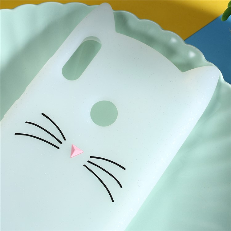 3D Mustache Cat Silicone Phone Case for Huawei Y7 (2019) - Transparent-2