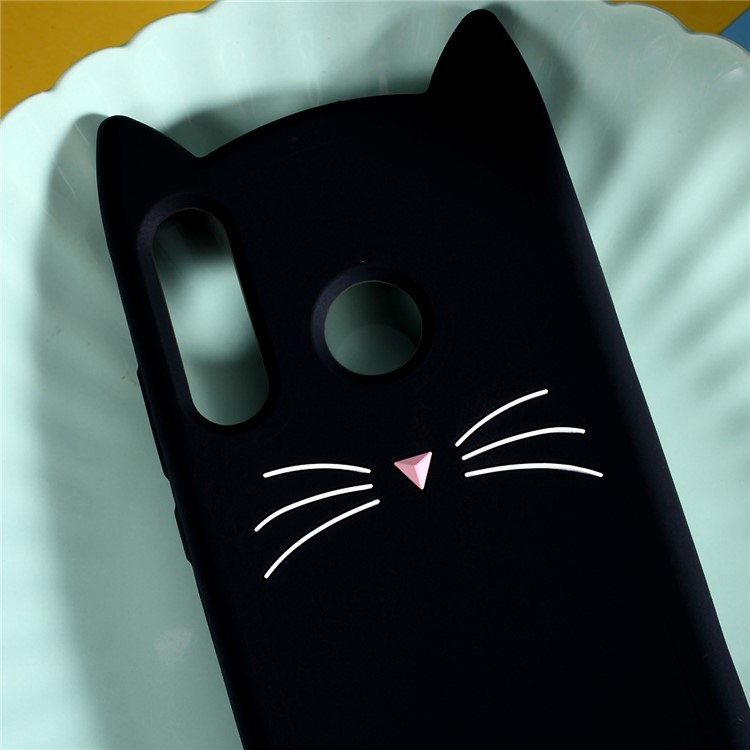 3D Mustache Cat Silicone Phone Case for Huawei P30 Lite / nova 4e - Black-2