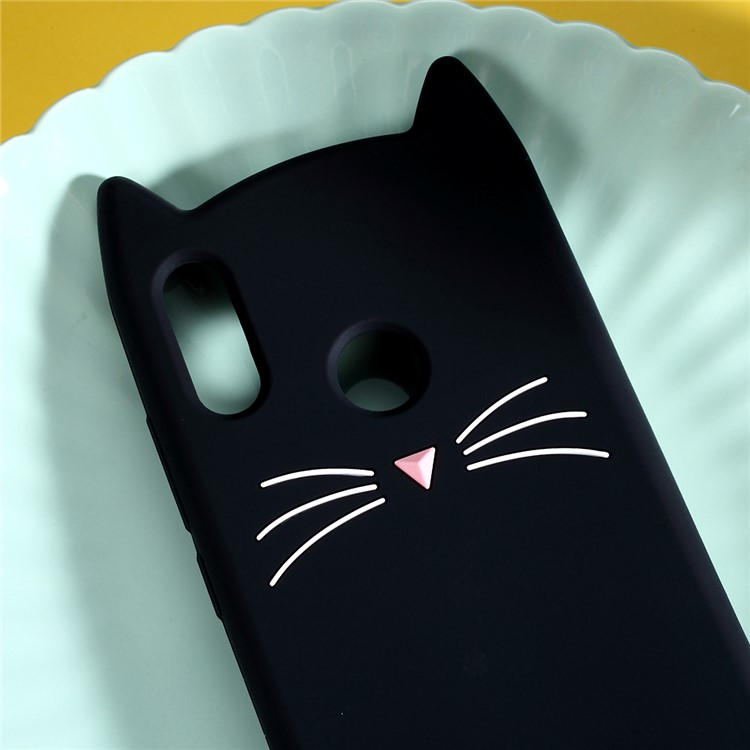 3D Mustache Cat Silicone Phone Case for Huawei Honor 10 Lite / P Smart (2017) / Enjoy 7S (China) - Black-5