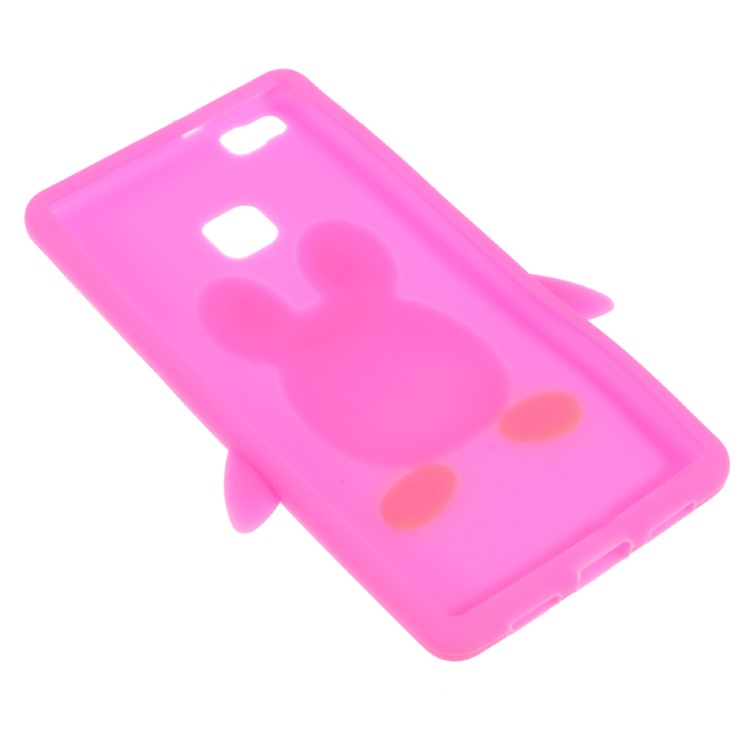 3D Penguin Soft Silicone Phone Cover for Huawei P9 Lite - Rose-4