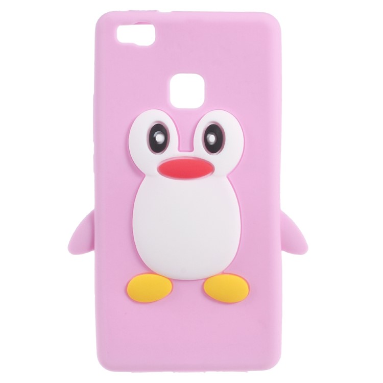 3D Penguin Soft Silicone Skin Case for Huawei P9 Lite - Pink-1