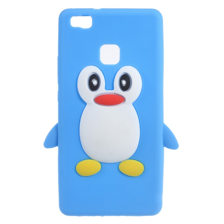 3D Penguin Flexible Silicone Back Case for Huawei P9 Lite - Blue-1