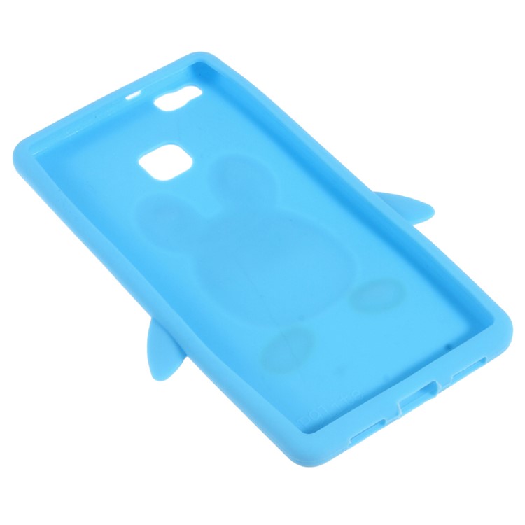 3D Penguin Flexible Silicone Back Case for Huawei P9 Lite - Blue-4