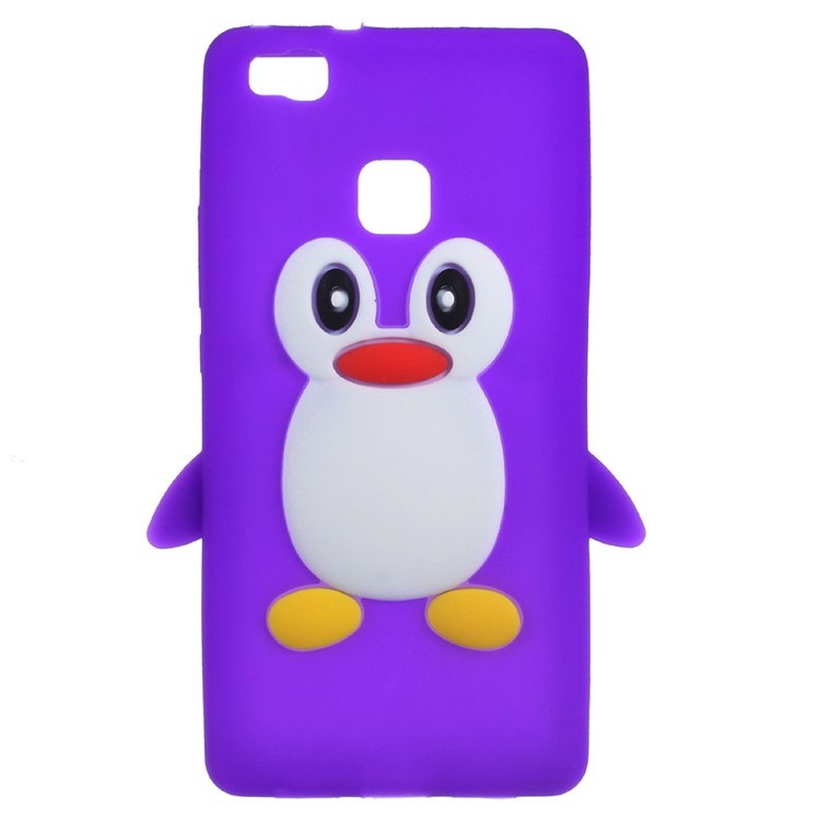 3D Penguin Silicone Back Case Protector for Huawei P9 Lite - Purple-1