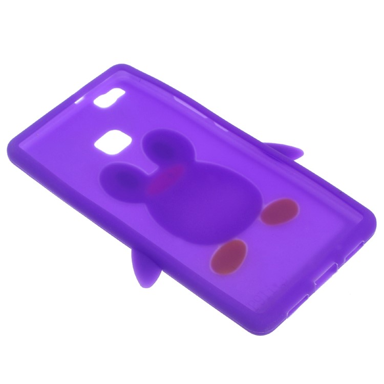 3D Penguin Silicone Back Case Protector for Huawei P9 Lite - Purple-4