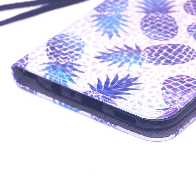 Laser Carving Pattern Printing Wallet Leather Cover for Huawei Y9 (2019)/Enjoy 9 Plus - Pineapple-6