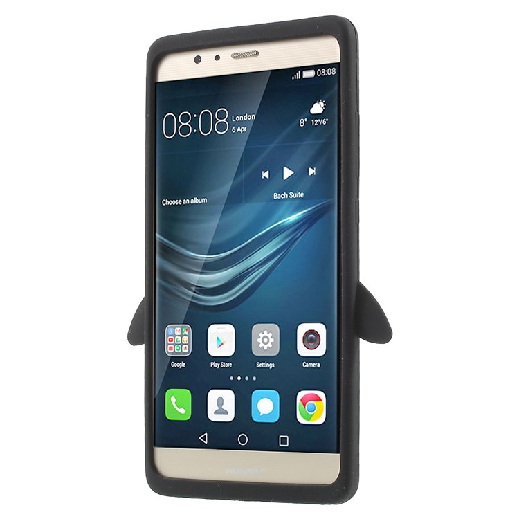 For Huawei P9 3D Penguin Soft Silicone Case - Black-2