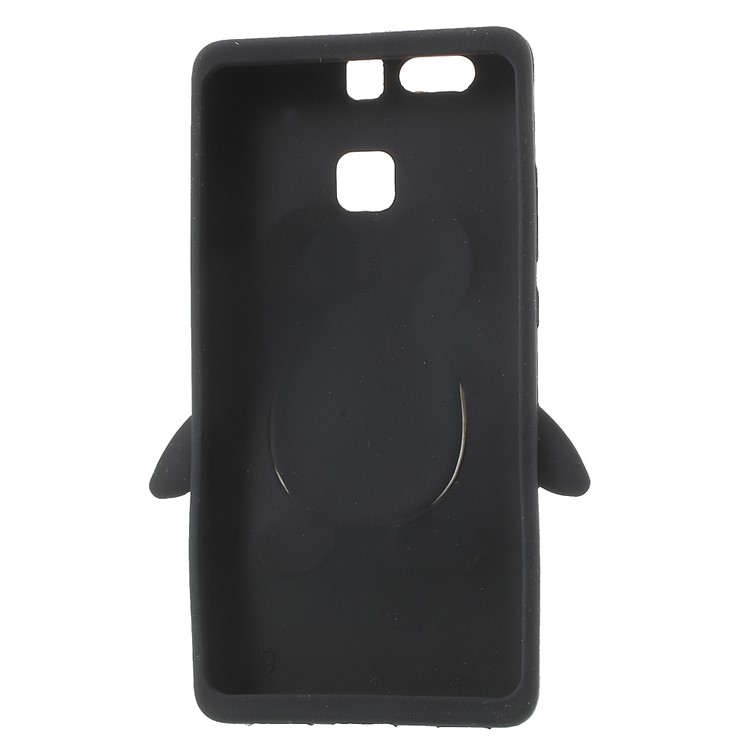 For Huawei P9 3D Penguin Soft Silicone Case - Black-5