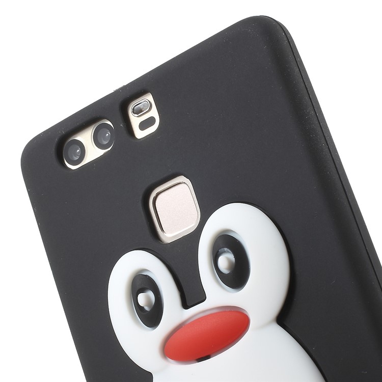 For Huawei P9 3D Penguin Soft Silicone Case - Black-6