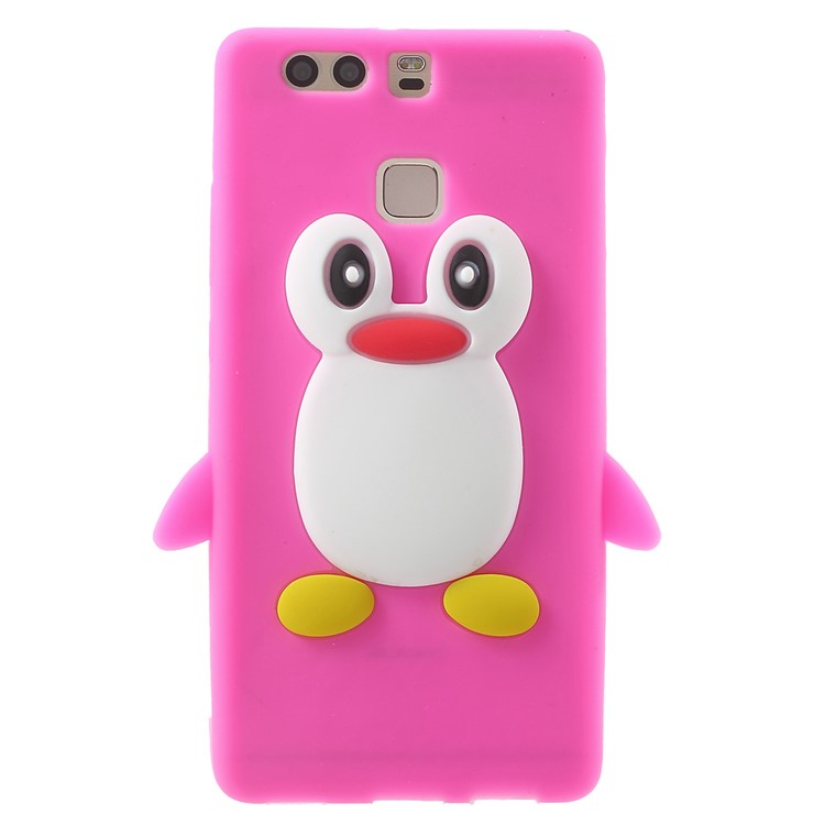 For Huawei P9 3D Penguin Soft Silicone Cover - Rose-1