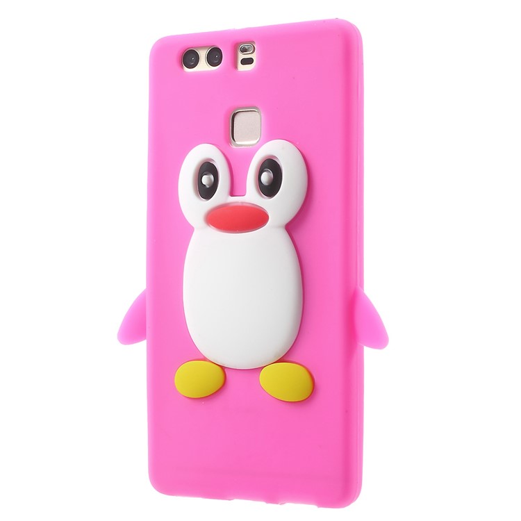 For Huawei P9 3D Penguin Soft Silicone Cover - Rose-3