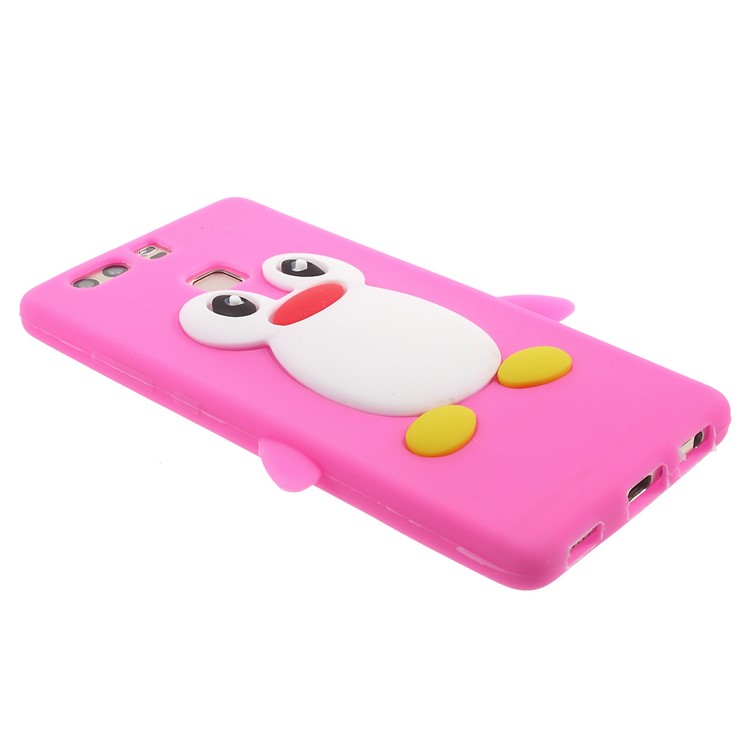 For Huawei P9 3D Penguin Soft Silicone Cover - Rose-4