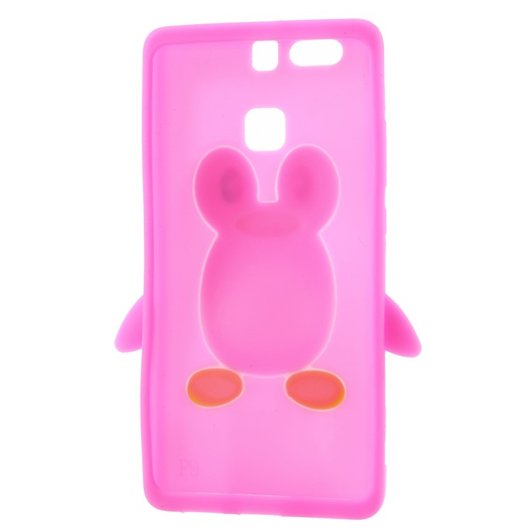 For Huawei P9 3D Penguin Soft Silicone Cover - Rose-5