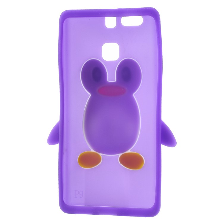 For Huawei P9 3D Penguin Flexible Silicone Skin Shell - Purple-5